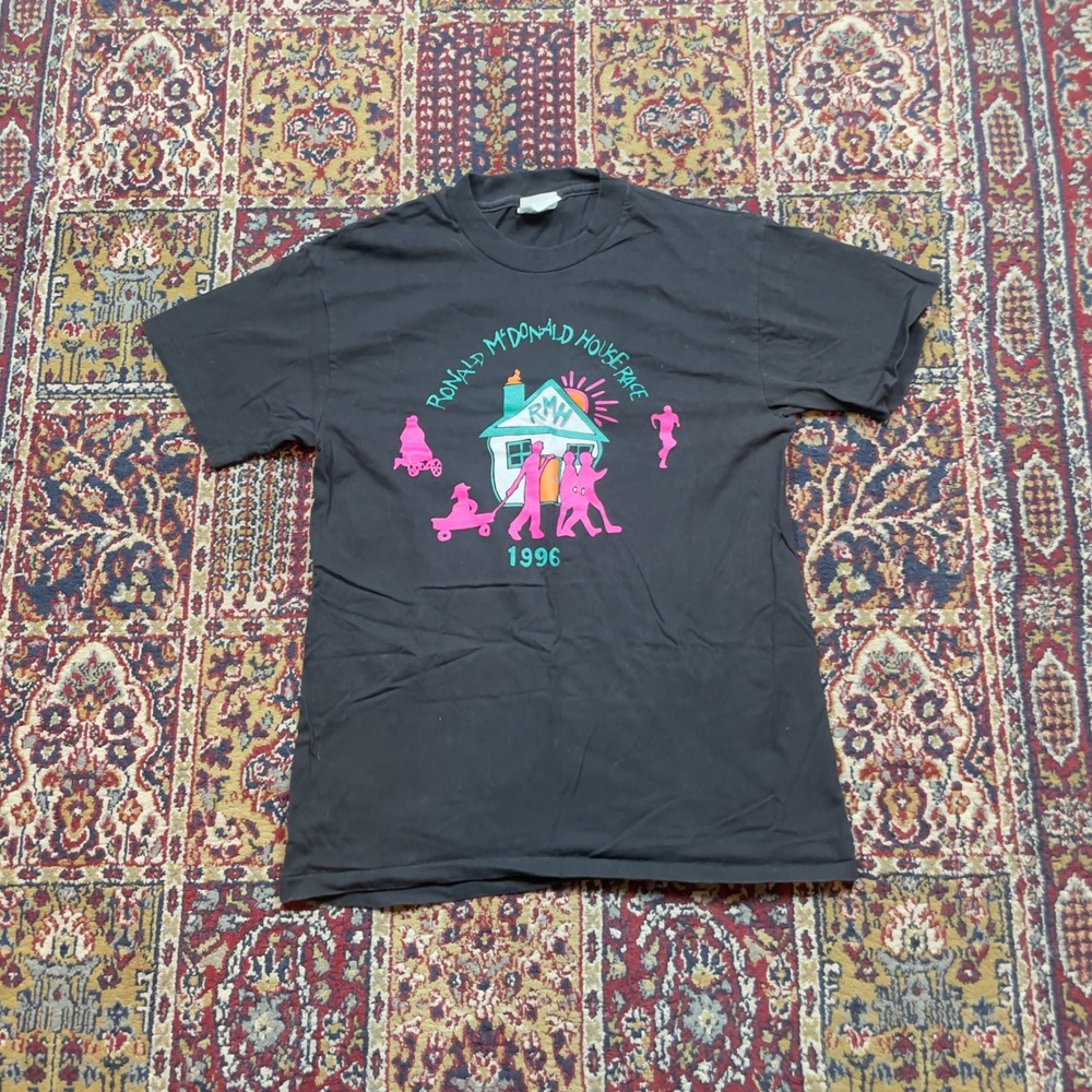 VTG‎ 1996 Ronald McDonald House Race T-Shirt Hanes Beefy-T Black Mens Medium USA